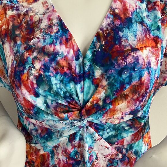 Soft Surroundings Day Spa Swim Dress Multi Abstract Short Sleeve Cover-up L - Picture 7 of 10